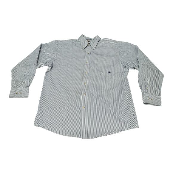 Ariat Shirt Men's 2XL Blue White Pro Series Striped Button Down Long Sleeve - Picture 1 of 9